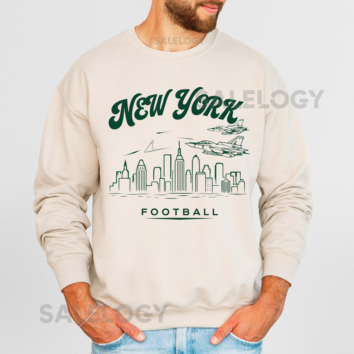 New York Sweatshirt   Retro Football Crewneck   Jets Sweatshirt_377