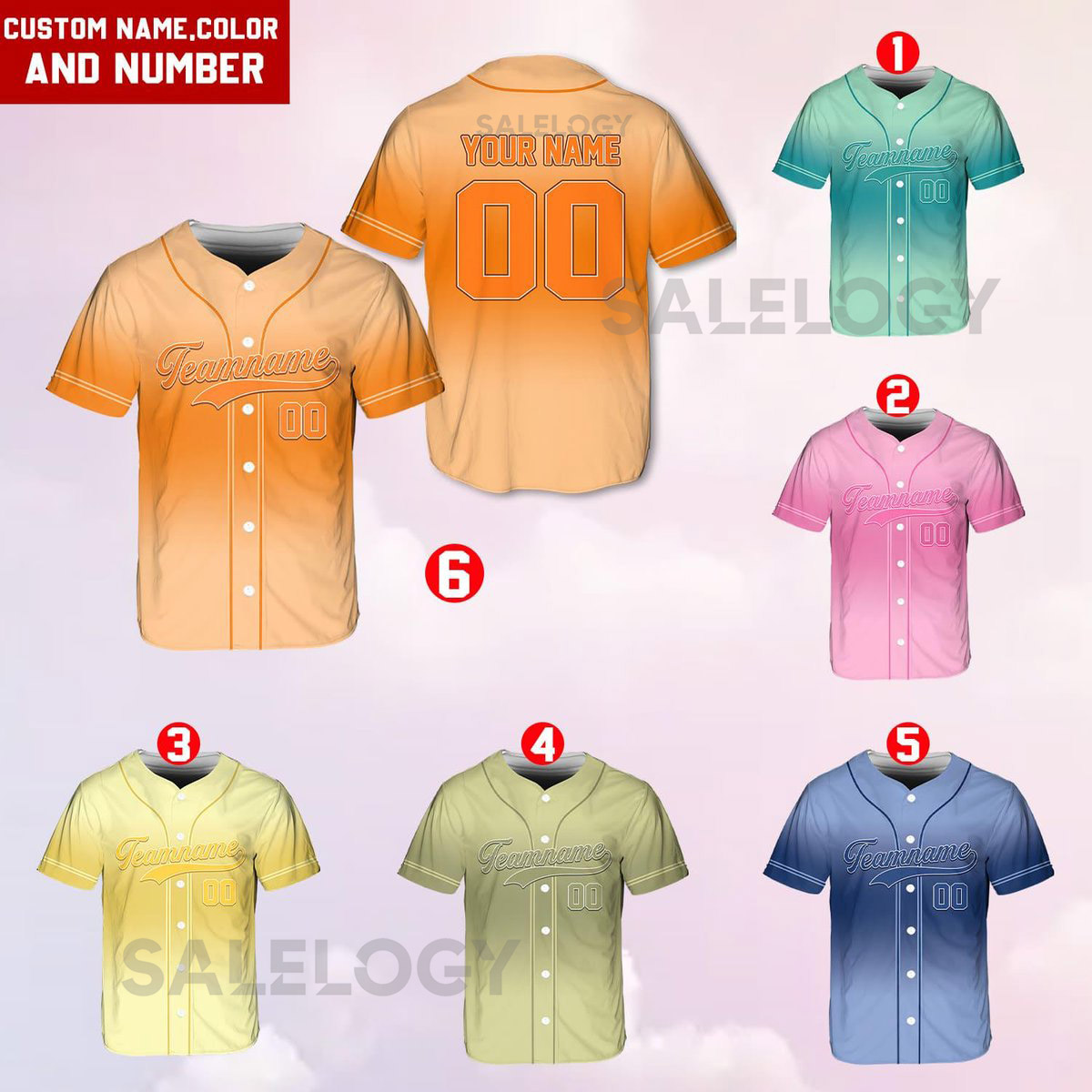 Personalized Team Name And Number Gradient Baseball Jersey Custom Baseball Jersey Shirt Baseball Jersey Uniform For Baseball Lovers_597