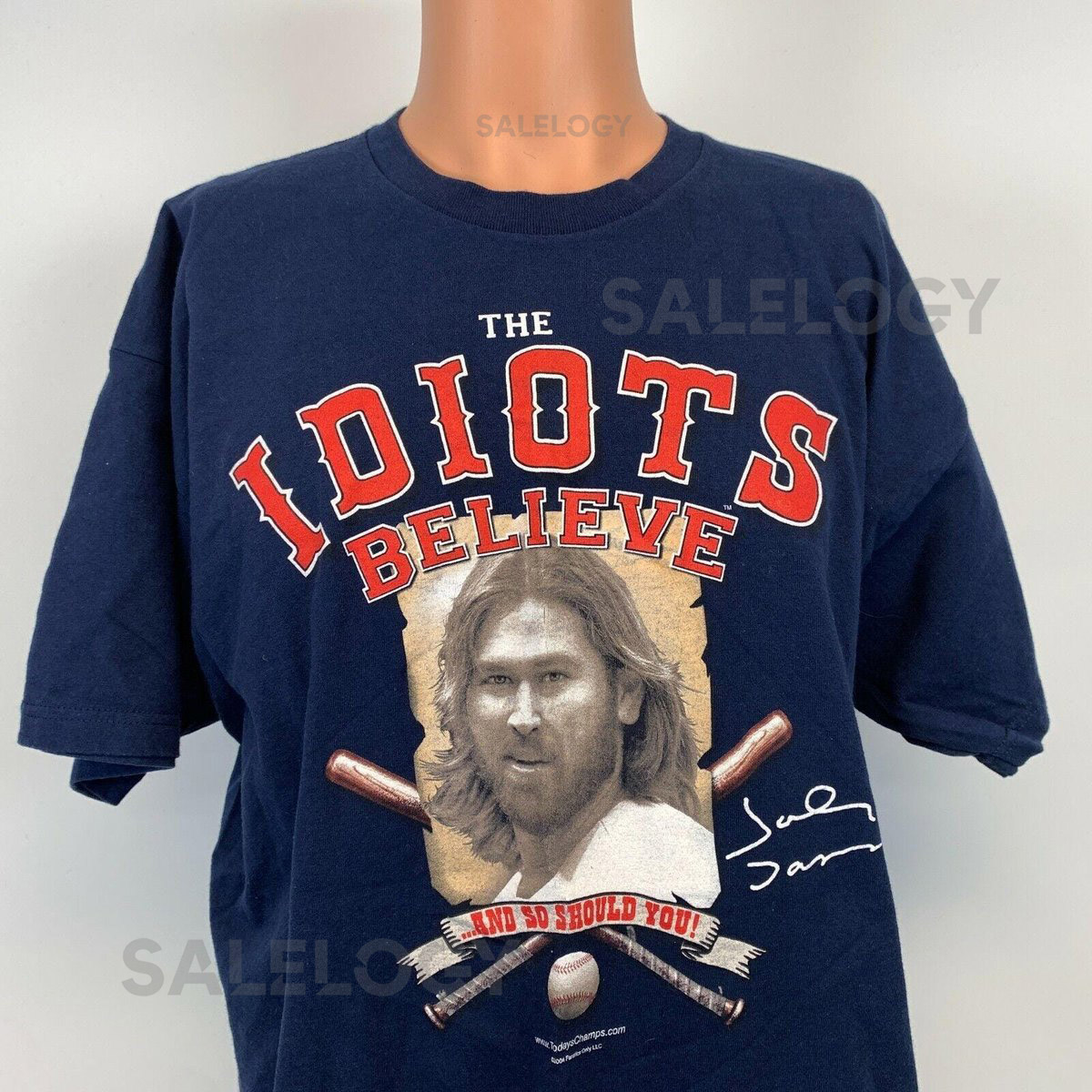 Boston Red Sox 2004 The Idiots Believe T Shirt Johnny Damon Vtg MLB Blue 2XL_193