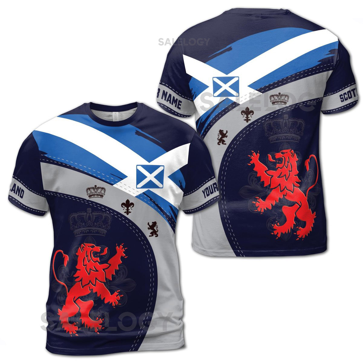 Custom Name Scotland Flag Patriotic Unisex T-Shirt S-5XL_103
