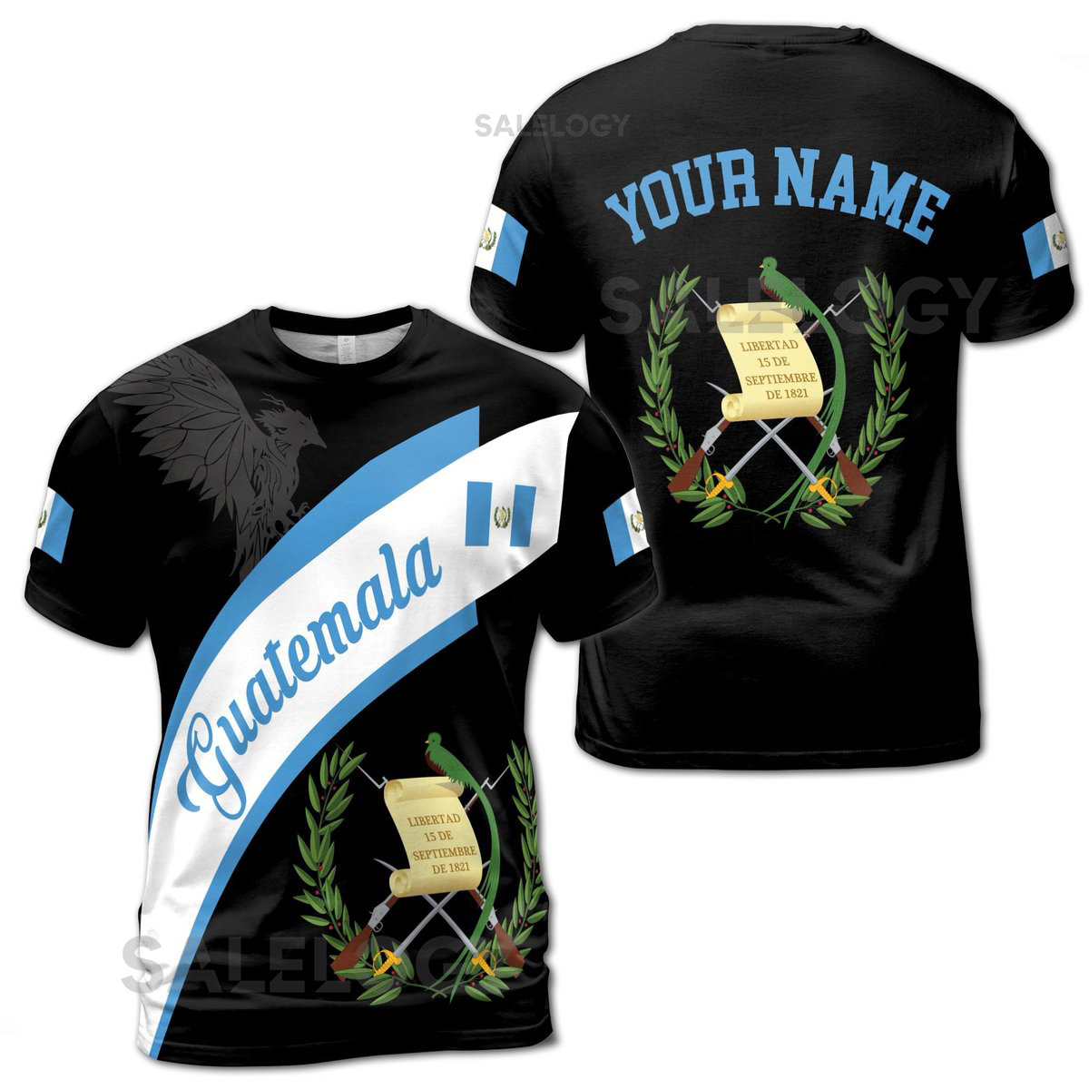Custom Name Guatemala Flag Hoodie with Unique Flag Colors and Symbol 3D T-Shirt S-5XL_28