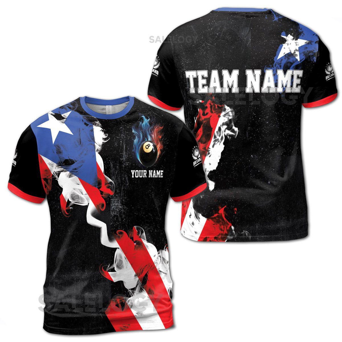 Custom Name Billiard with 8 Ball America Texas Flag Men39s T-Shirt S-5XL_25