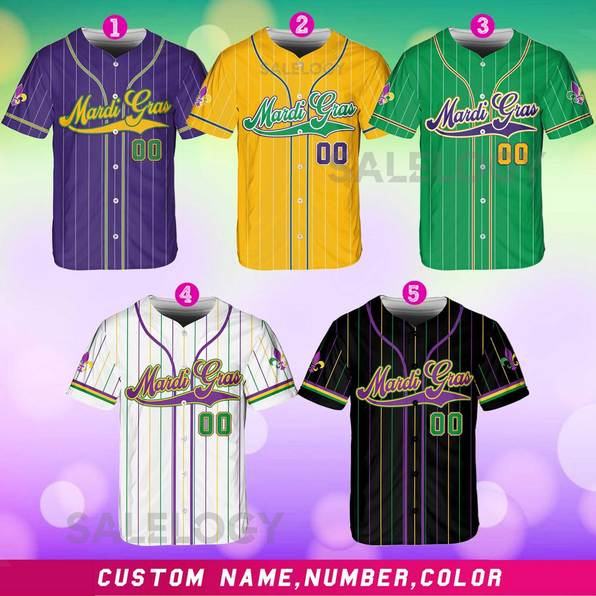 Personalized Mardi Gras Baseball Jersey Custom Name And Number Baseball Jersey Mardi Gras Carnival Jersey Gift For Family Matching_224