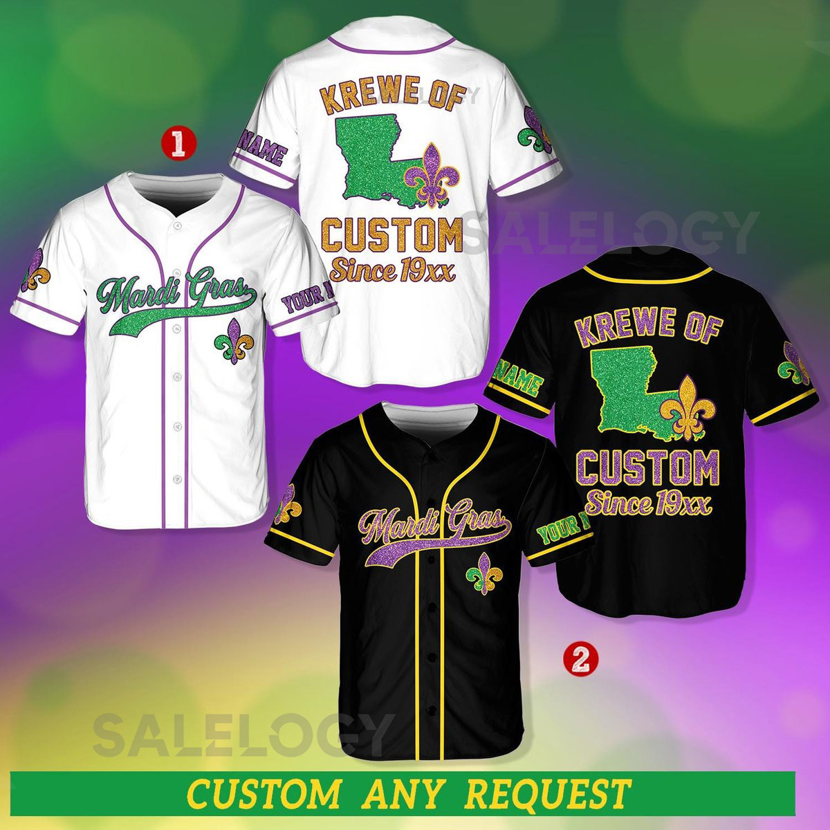Personalized Mardi Gras Baseball Jersey Custom Krewe Name And Number Baseball Jersey Mardi Gras Carnival Jersey Gift For Family Matching_191