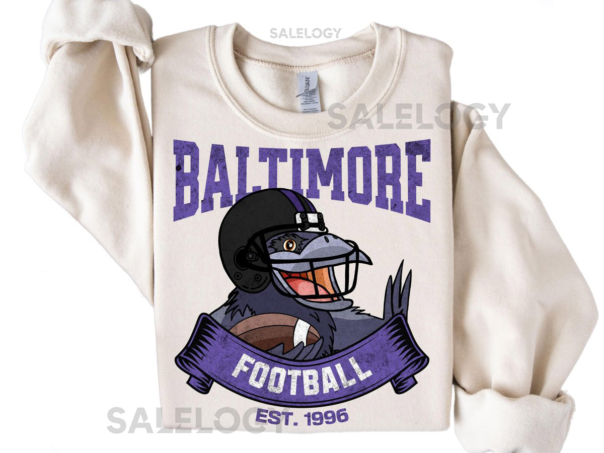 Vintage Baltimore Football Sweatshirt Baltimore Maryland Crewneck Game Day Pullover Football Sunday Shirt Baltimore Fan Sweater_634
