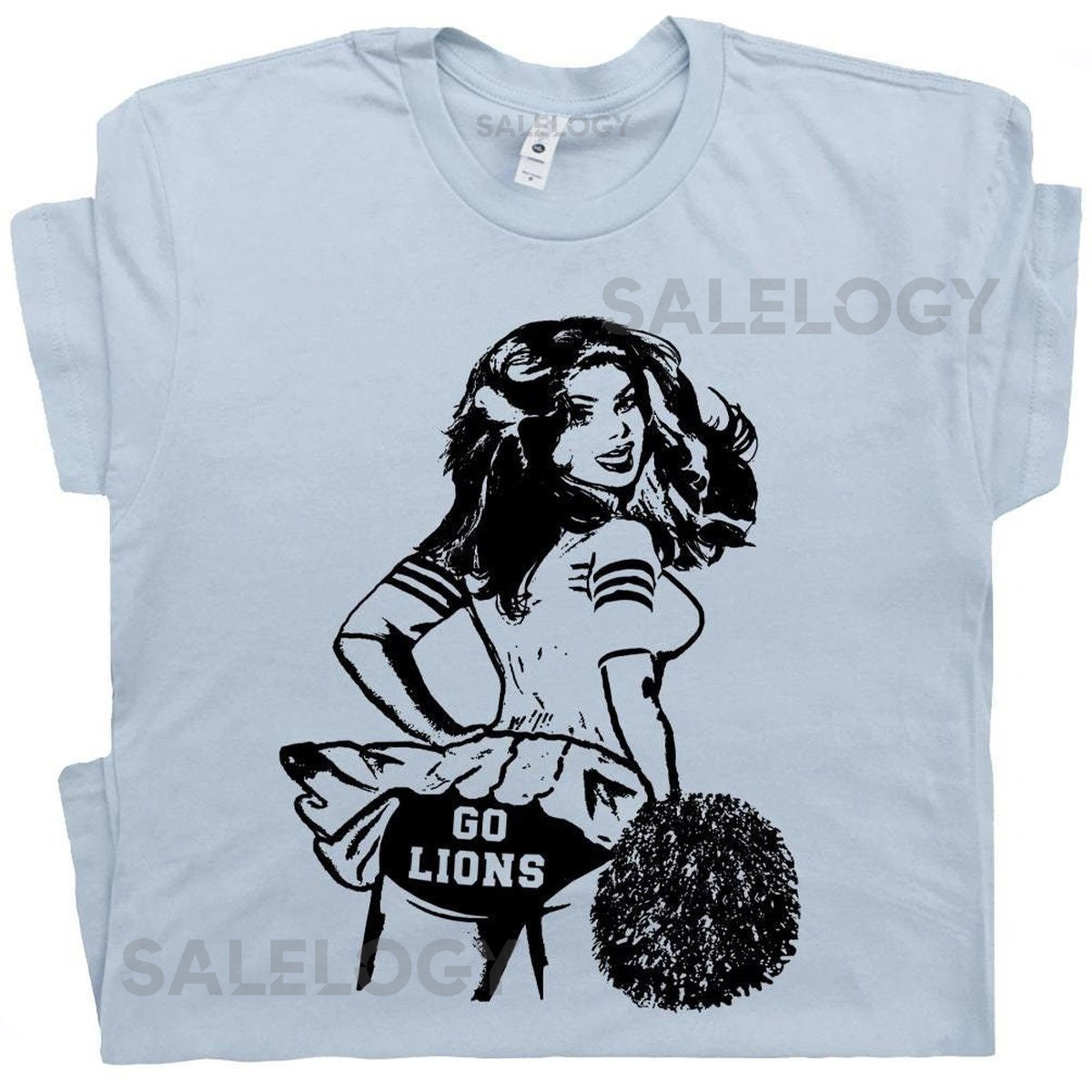 Go Lions T Shirt Vintage Football Shirts for Women Men Cute Retro Lions Cheerleader Tee Funny Graphic Shirt Alternative Lions Jersey Logo_359