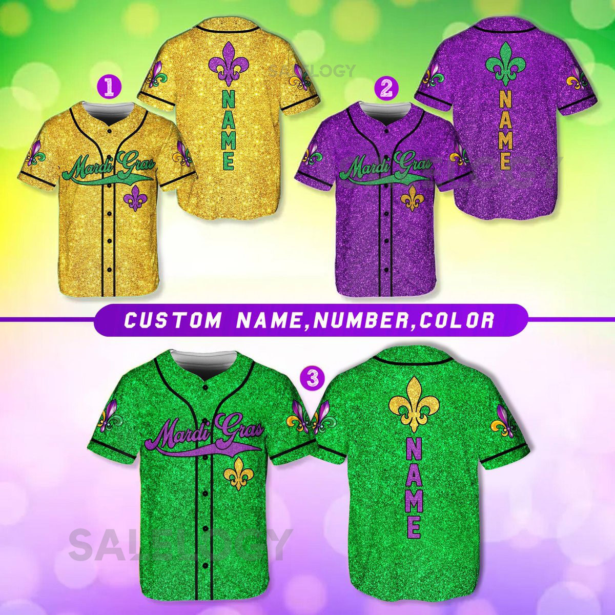 Personalized Glitter Mardi Gras Baseball Jersey Custom Name And Number Baseball Jersey Mardi Gras Carnival Jersey Printed Glitter_120