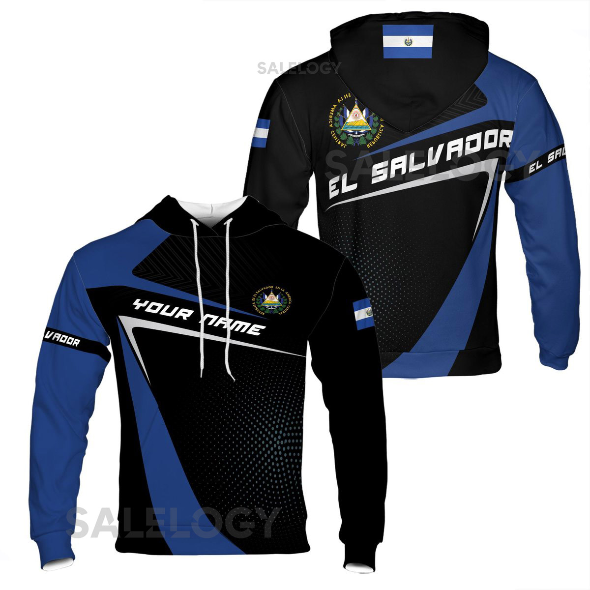 Custom El Salvador Flag Patriotic Hoodie S-5XL_2