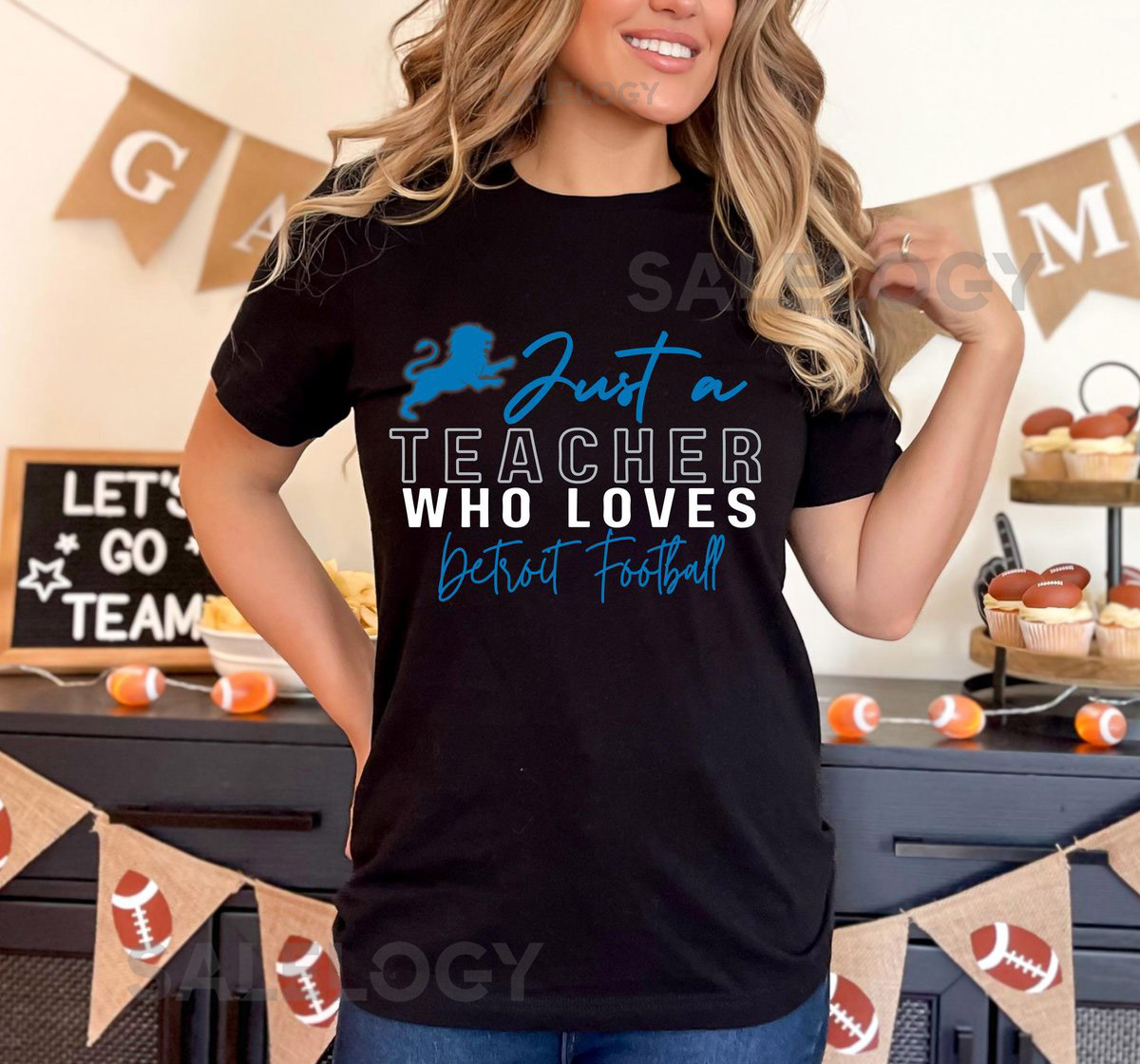 Detroit Lions Fan Teacher Unisex Tee Football Team Shirt Gift for Teacher Detroit Lions Shirt Sports Fan Apparel XS to 5XL Plus Size_217