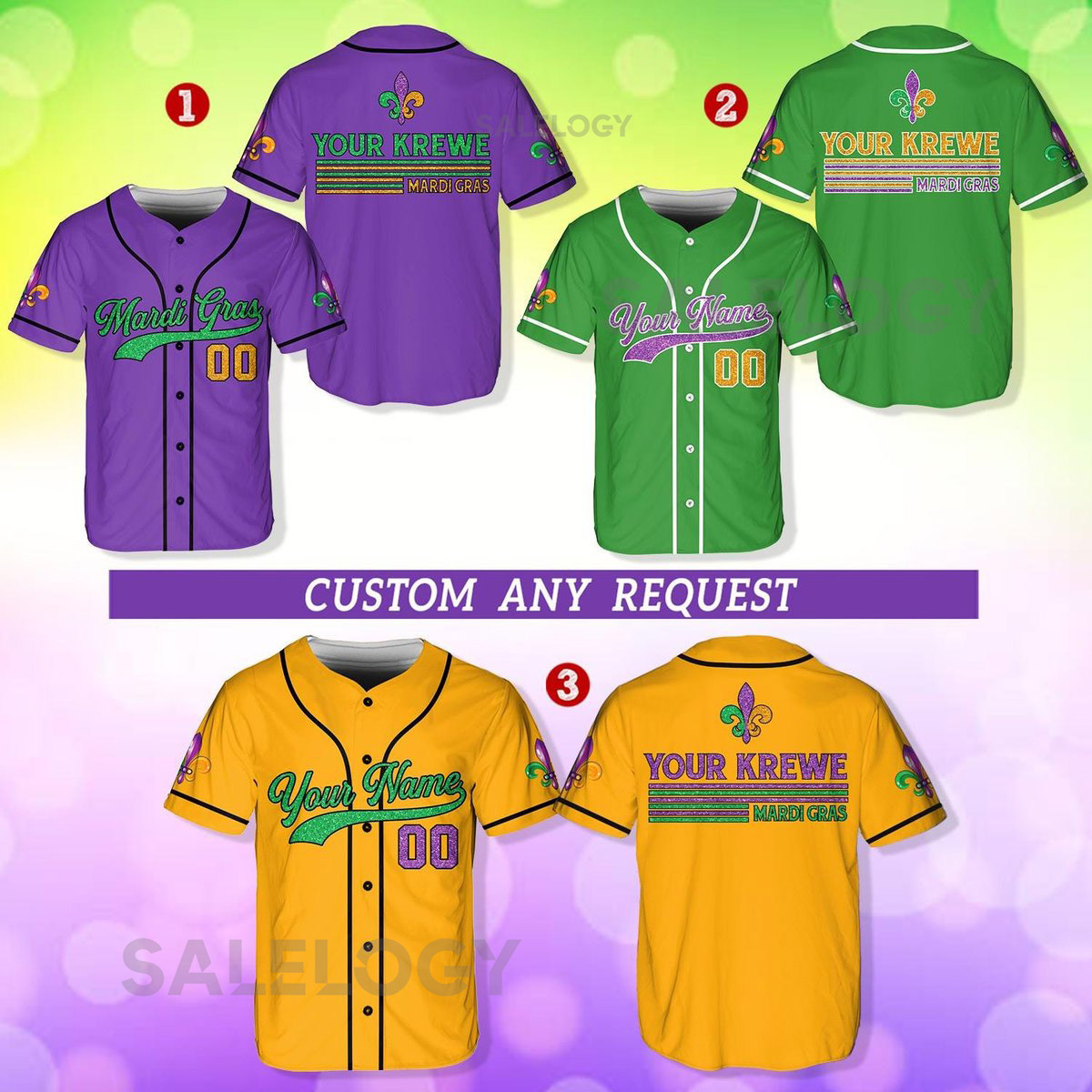 Personalized Mardi Gras Baseball Jersey Custom Krewe Name And Number Baseball Jersey Mardi Gras Carnival Jersey Gift For Family Matching_192