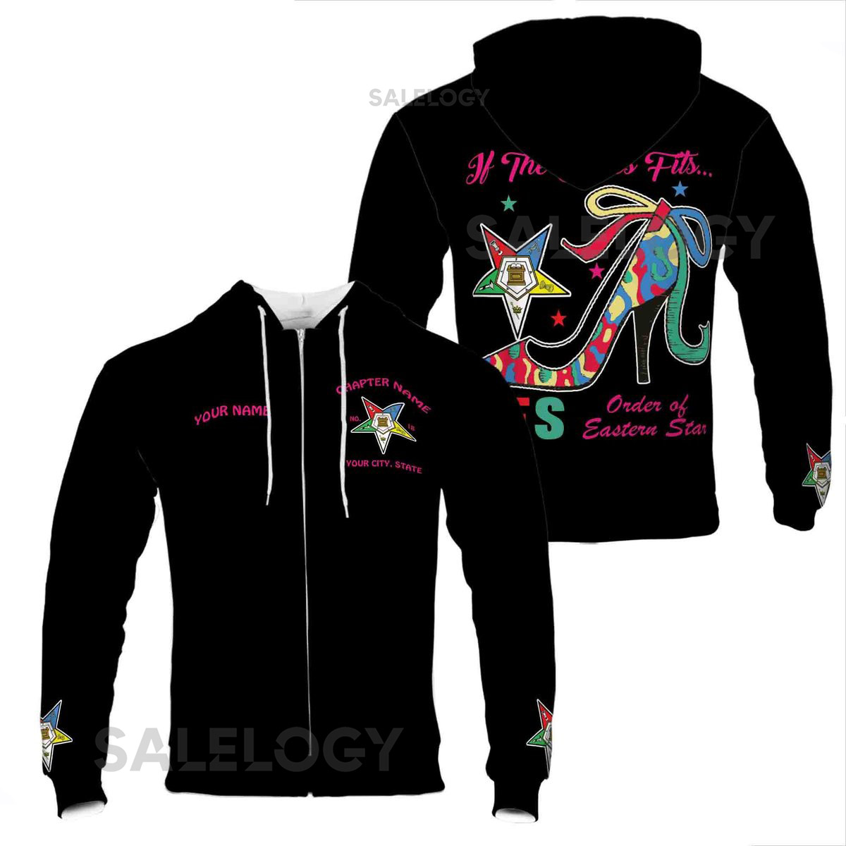 Custom Name Mason OES Colorful Shoe Graphic OES Symbol Back Hoodie S-5XL_36