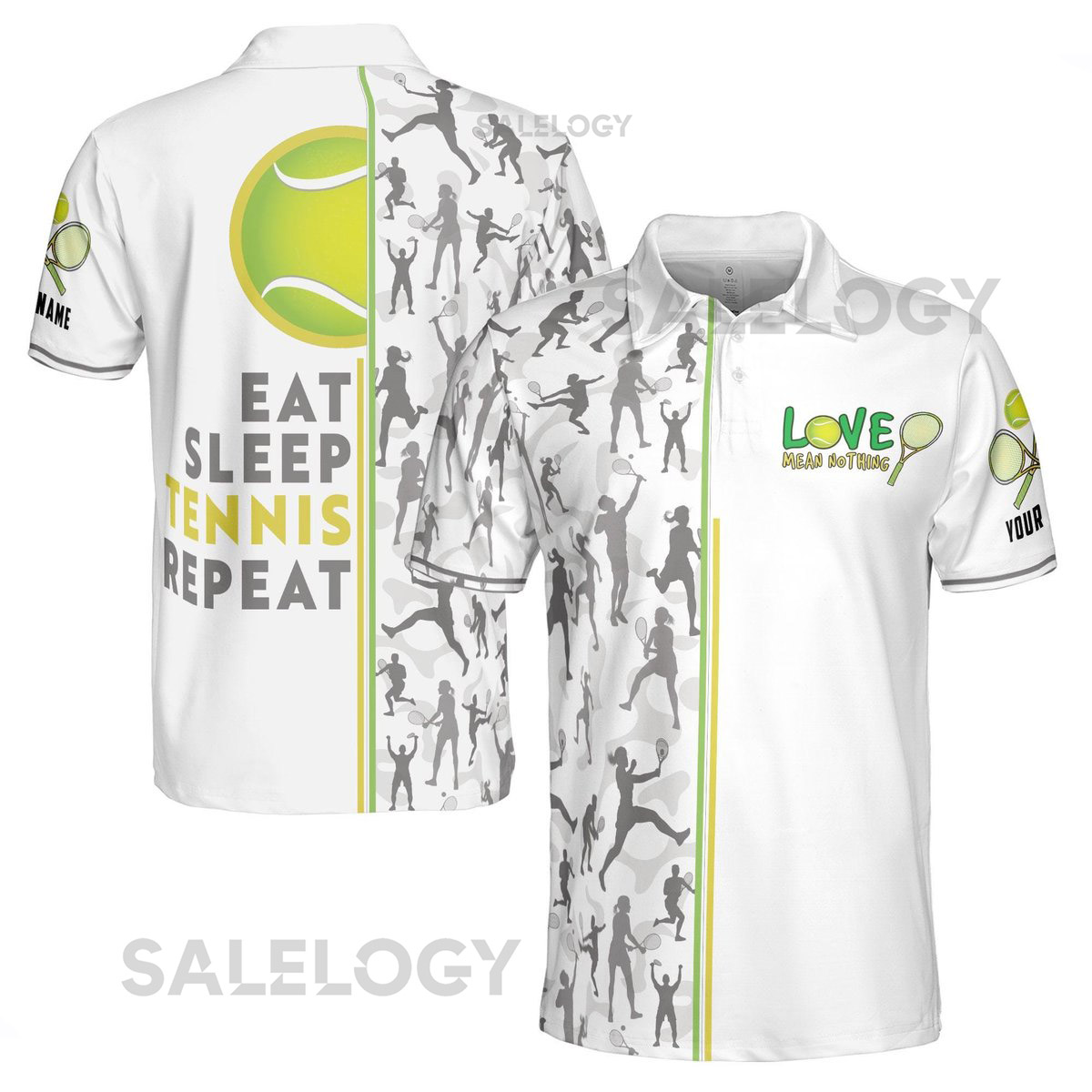 Custom Name Eat Sleep Tennis and Repeat Men39s Polo S-5XL_77