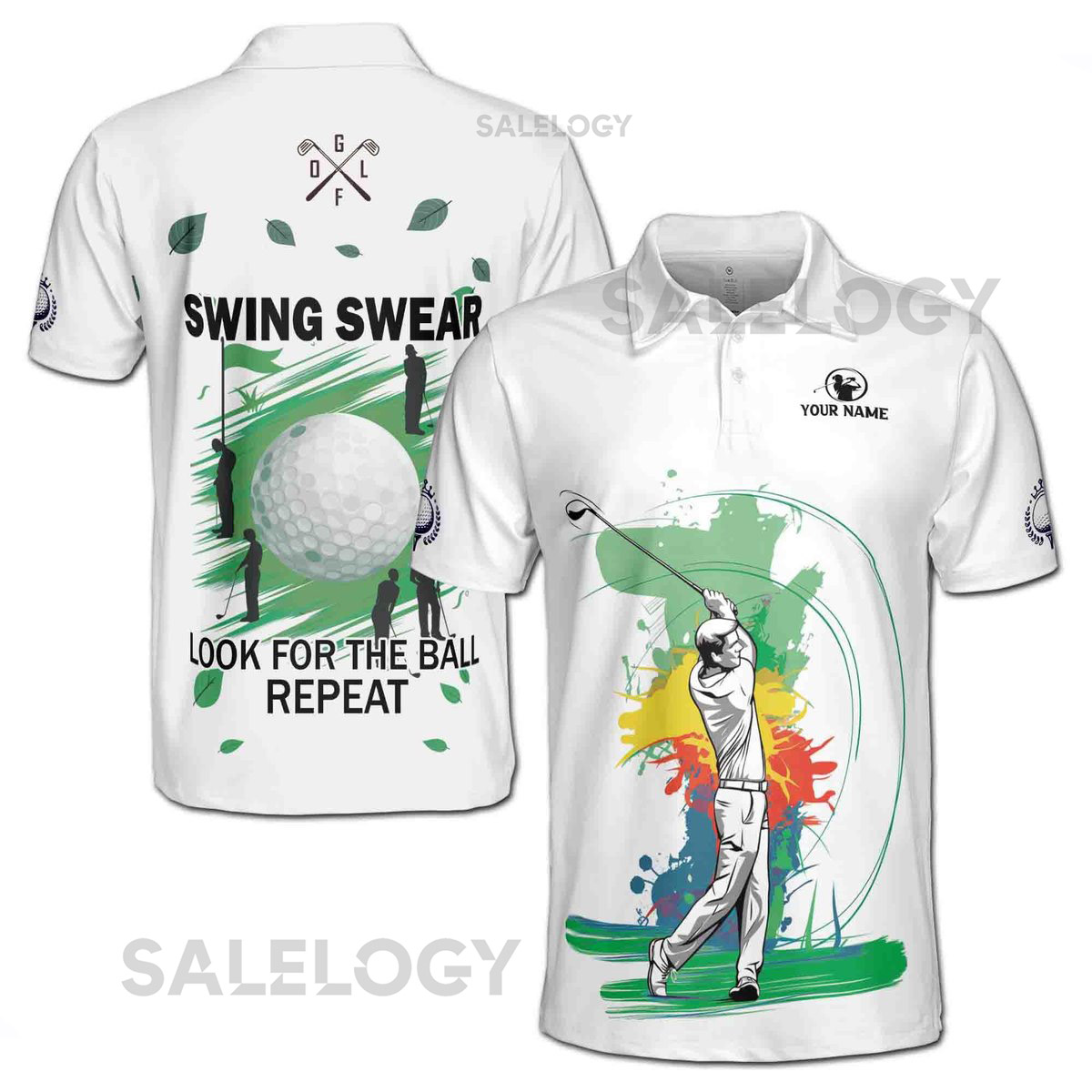 Customized Colorful Golfer Look For The Ball Repeat Men's Polo Shirt S-5XL_405