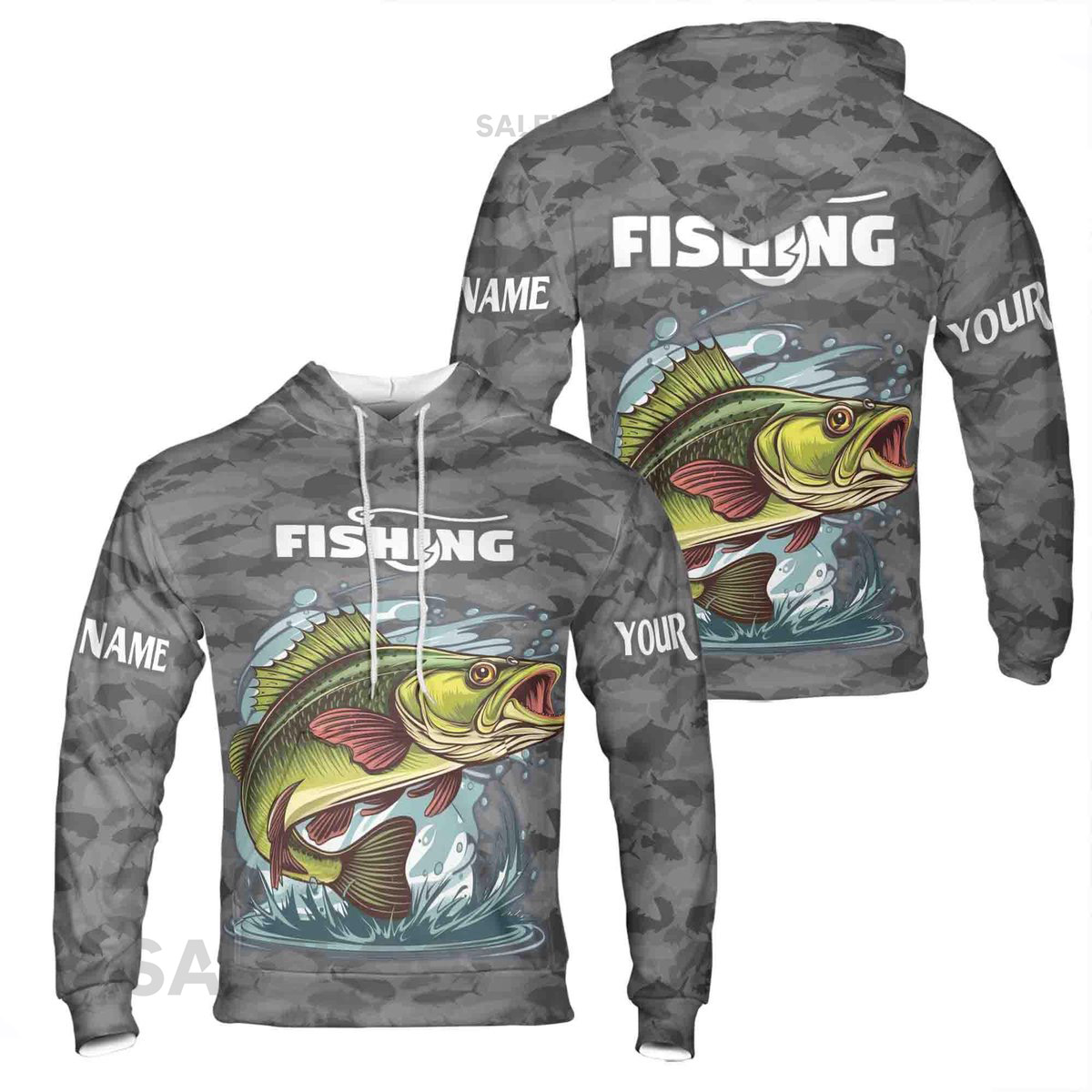 Custom Name Fishing God Fish Fishing Camo Pattern Hoodie S-5XL_21
