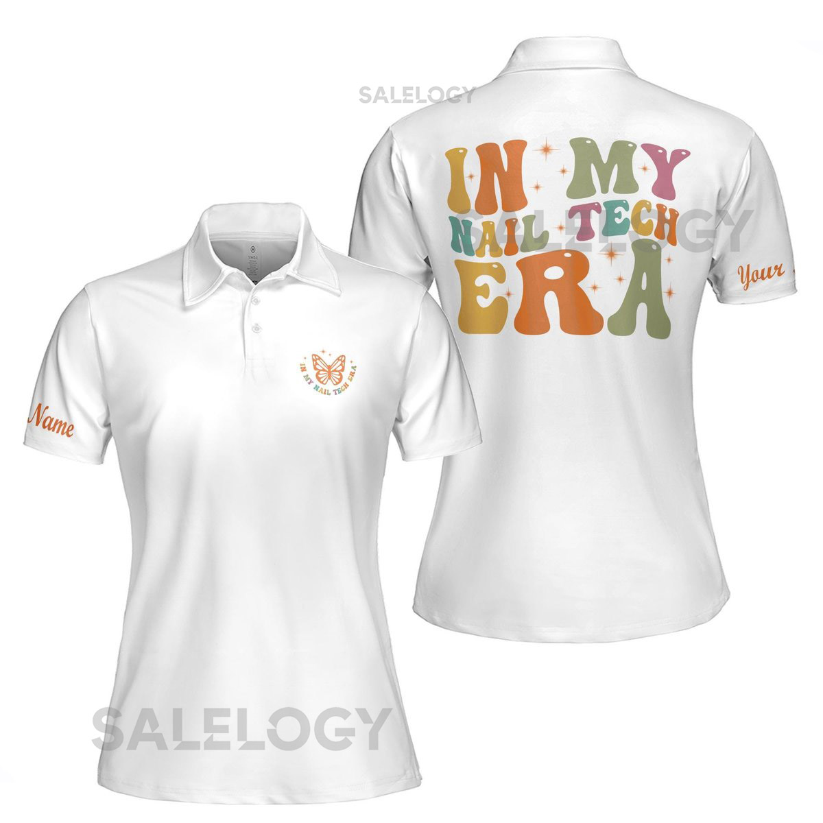 Custom Name Butterfly Design In My Nail Tech Era Women39s Polo Shirt S-5XL_58