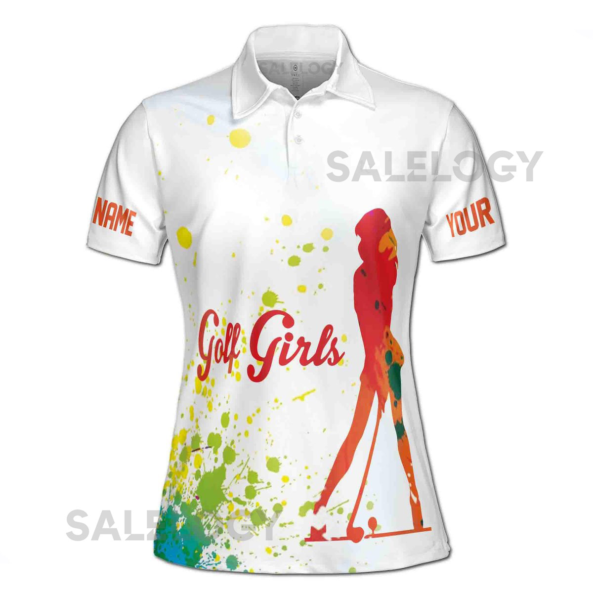 Custom Name Colorful Spatter Chicks With Sticks Women39s Polo Shirt S-5XL_61