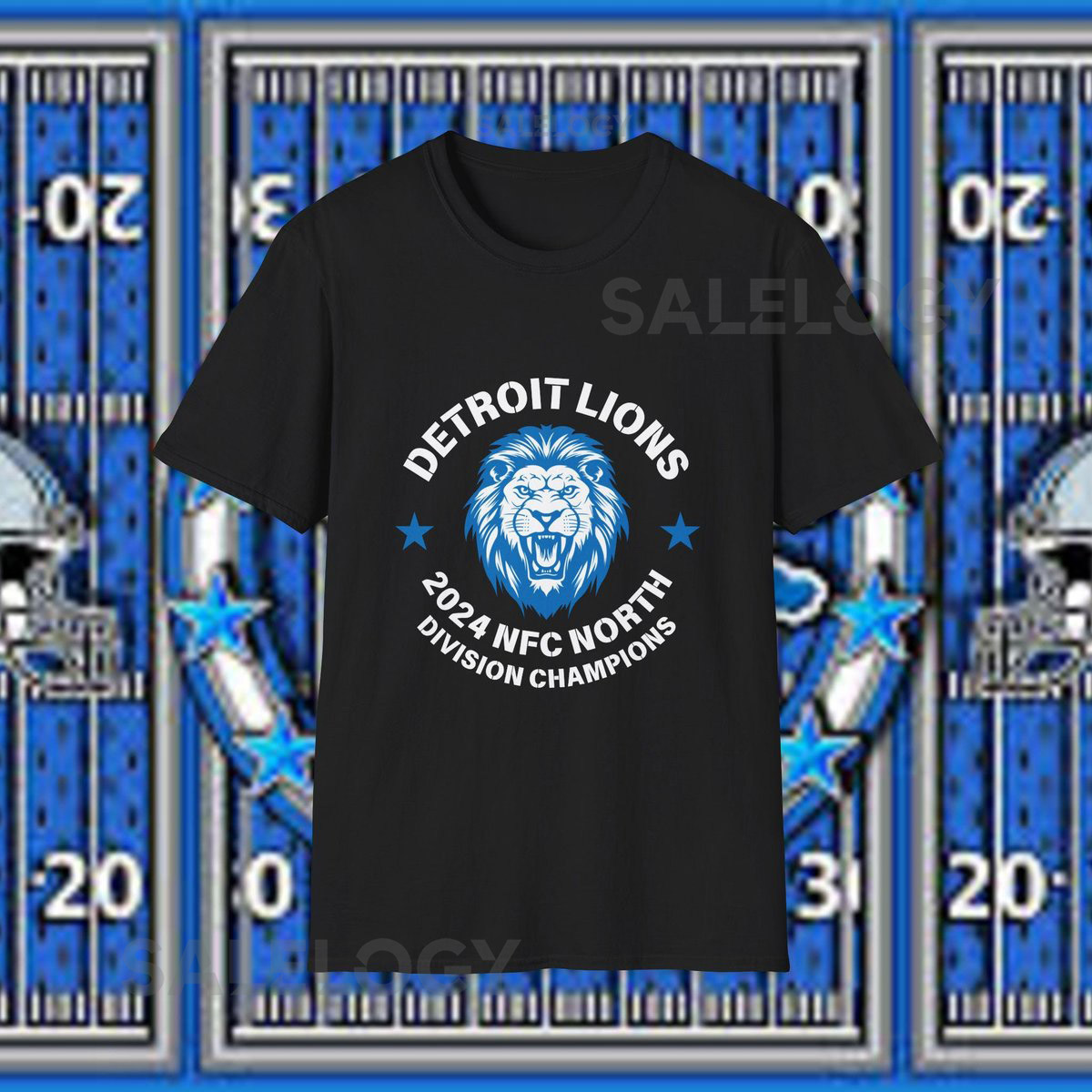 Detroit Lions 2024 NFC North Champions T-Shirt Football Fan Tee Sports Team Shirt Gift for Detroit Lions Fans Football Season Apparel_192