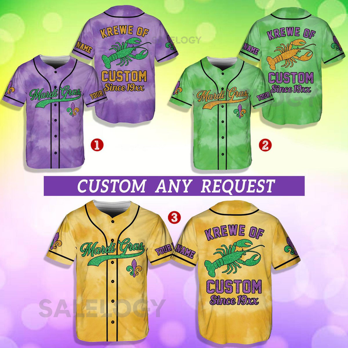 Personalized Mardi Gras Baseball Jersey Custom Mardi Gras Krewe Lobster Since 19xx Baseball Jersey Shirt Gift For Family Matching_197