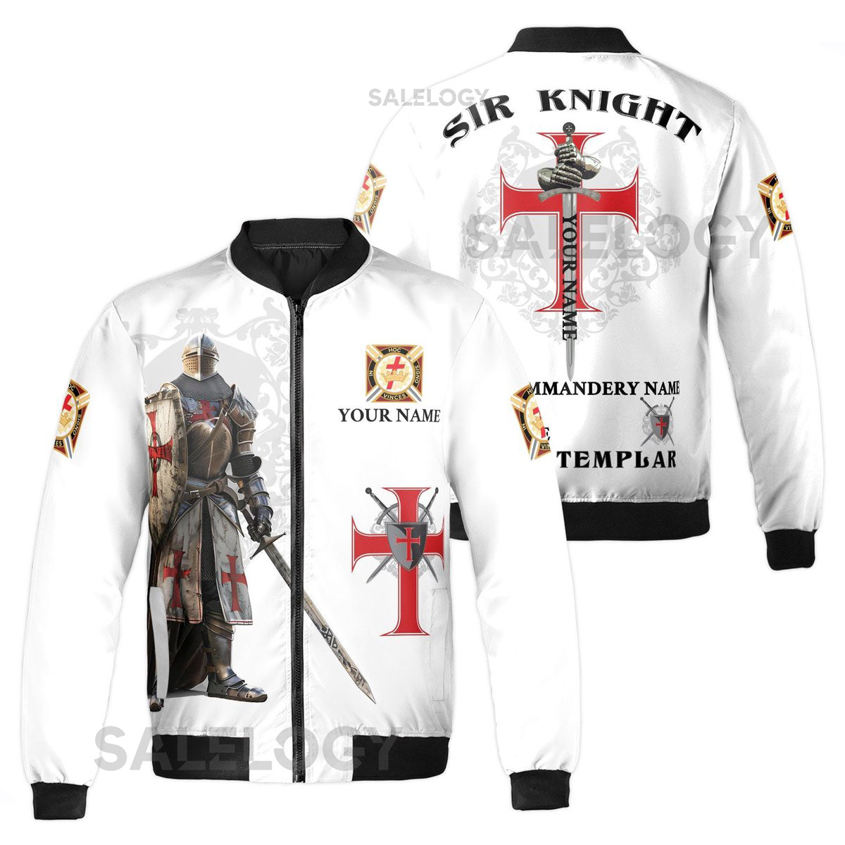 Customized Commandery Sir Knight Freemasonry Knight Templar Bomber Jacket S-5XL_62