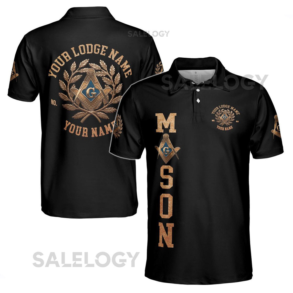 Custom Name Master Mason Freemason Bronze Emblem Men39s Polo S-5XL_124