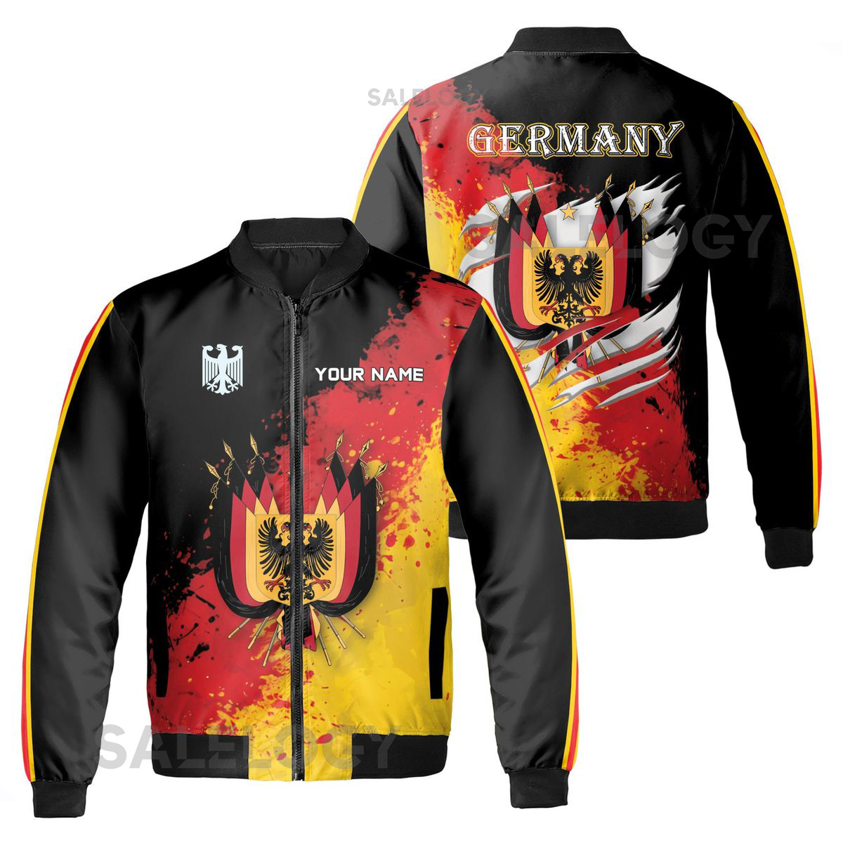 Custom Name Germany Flag Patriotic German Eagle Bomber Jacket S-5XL_13