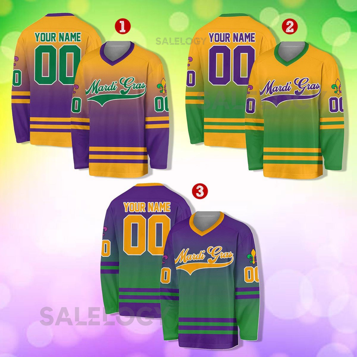 Personalized Mardi Gras Hockey Jersey Custom Name Mardi Gras Hockey Jersey Hockey Jersey Uniform For Hockey Fans Mardi Gras Outfit_7