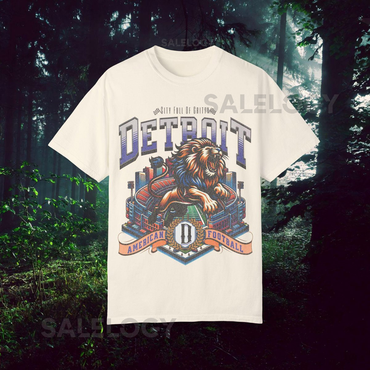 Detroit Football T-Shirt Vintage Lion Graphic Game Day Apparel_164