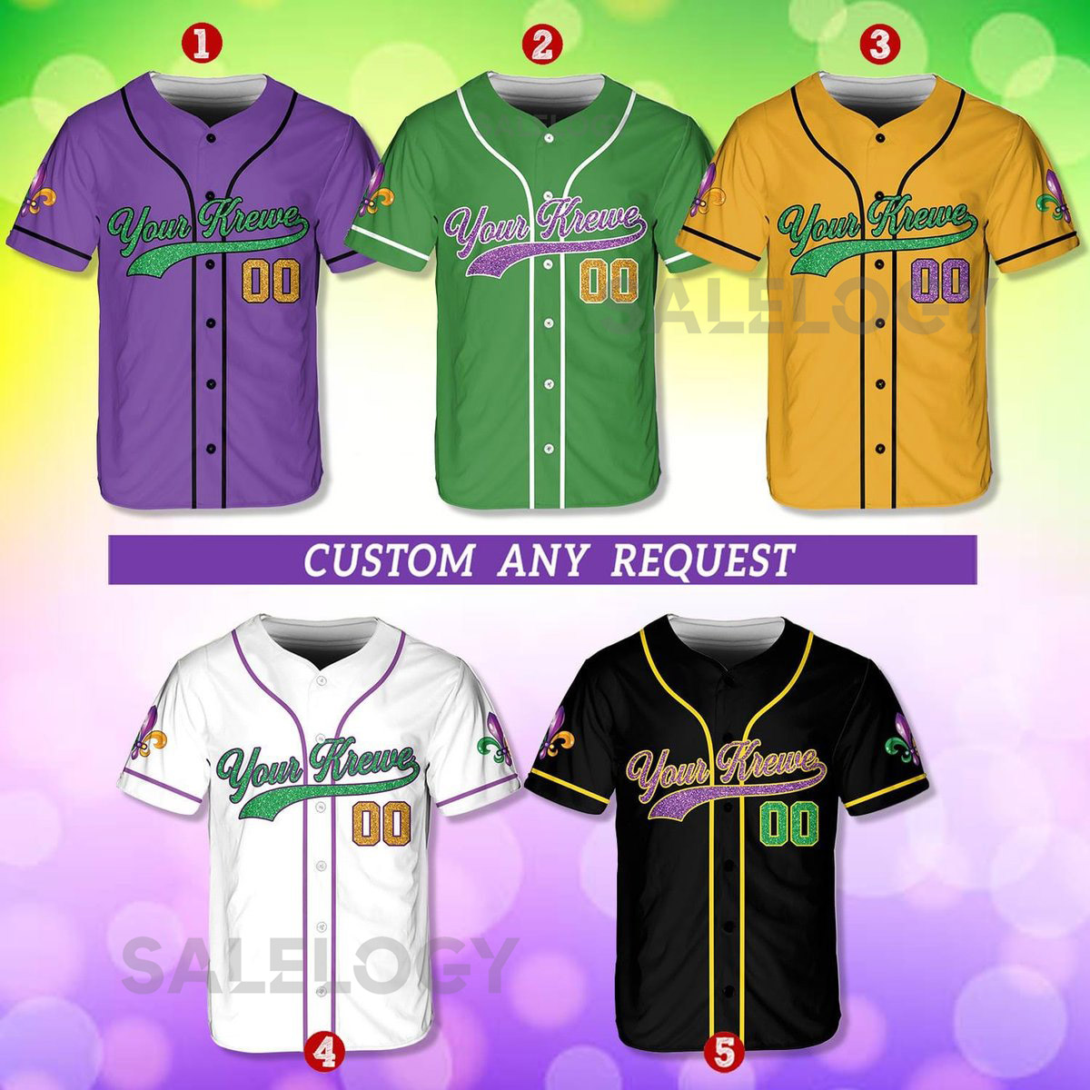 Personalized Mardi Gras Baseball Jersey Custom Your Krewe Name Number Mardi Gras Baseball Jersey Mardi Gras Team Jersey Family Matching_240