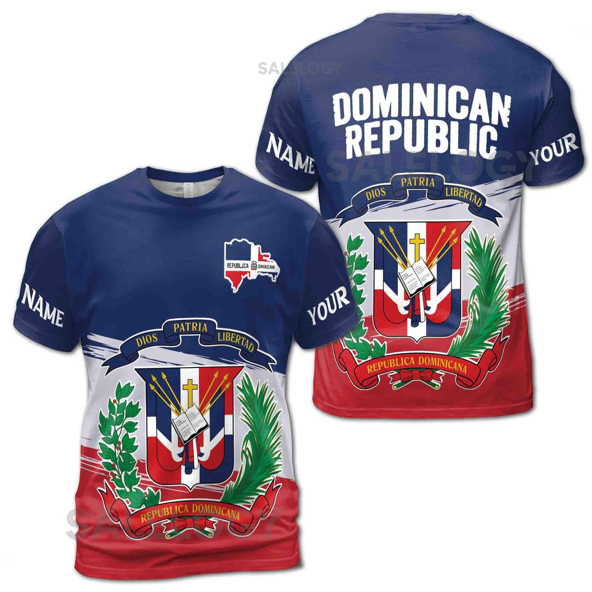 Custom Name I Love Dominican Republic Patriotic 3D T-shirt S-5XL_61