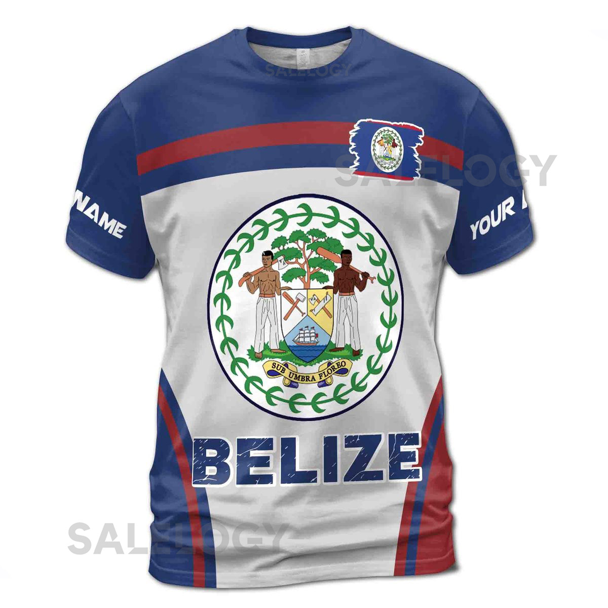Custom Name I Love Belize Map Region Coat of Arms Patriotic 3D T-shirt S-5XL_60