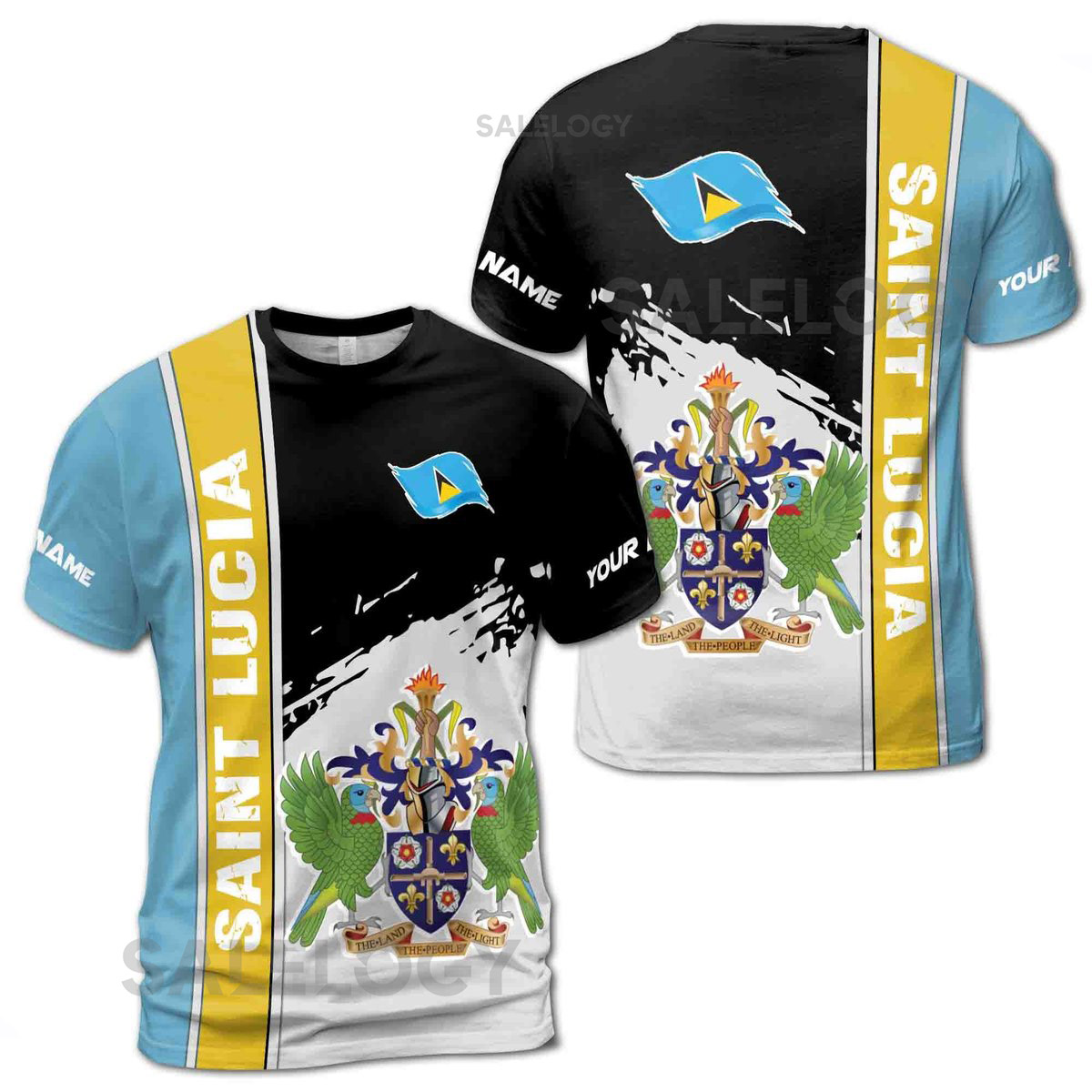 Custom Name The Land The People The Light Saint Lucia 3D T-shirt S-5XL_104