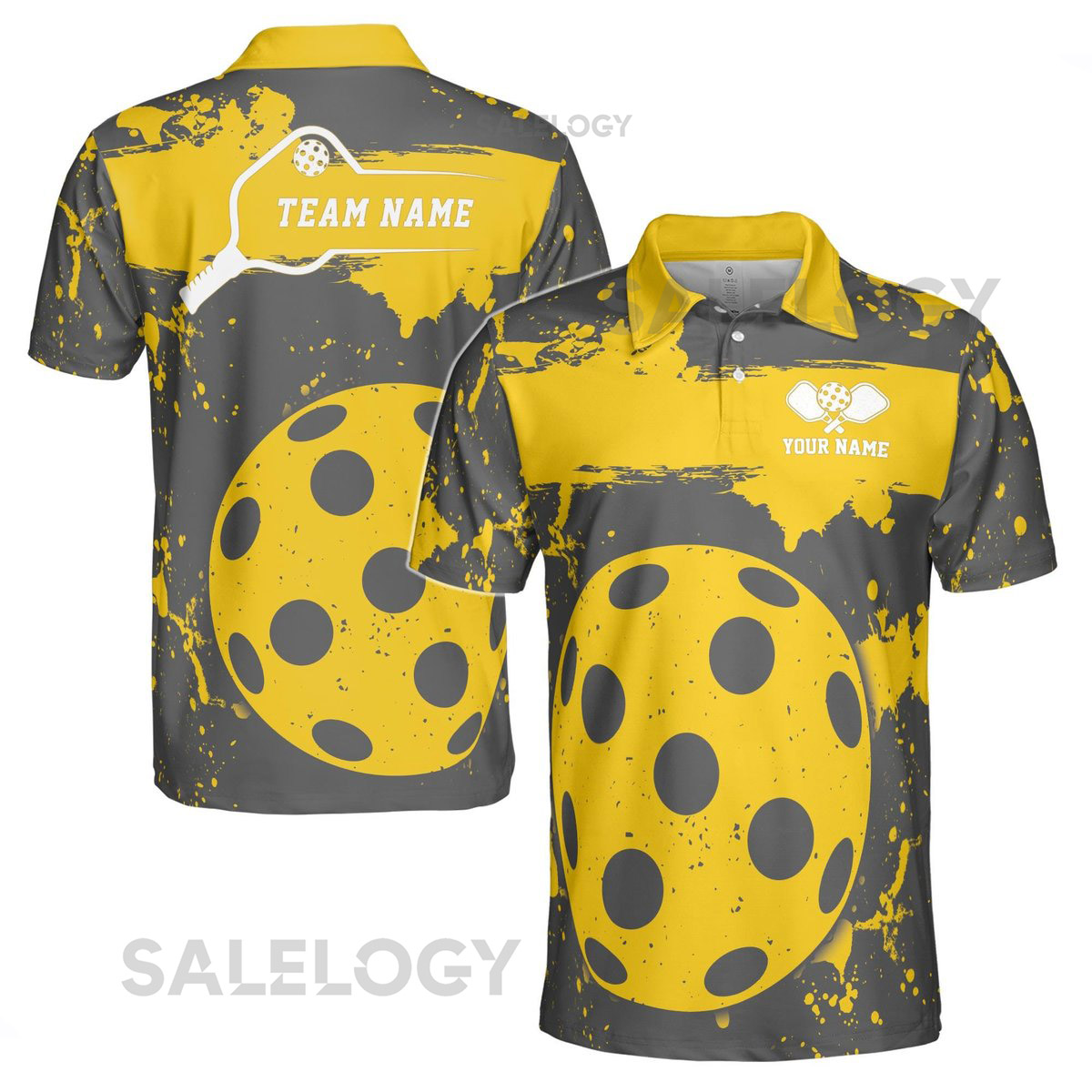 Customized Pickleball Team Player Color Spatter Pattern Men's Polo Shirt S-5XL_456
