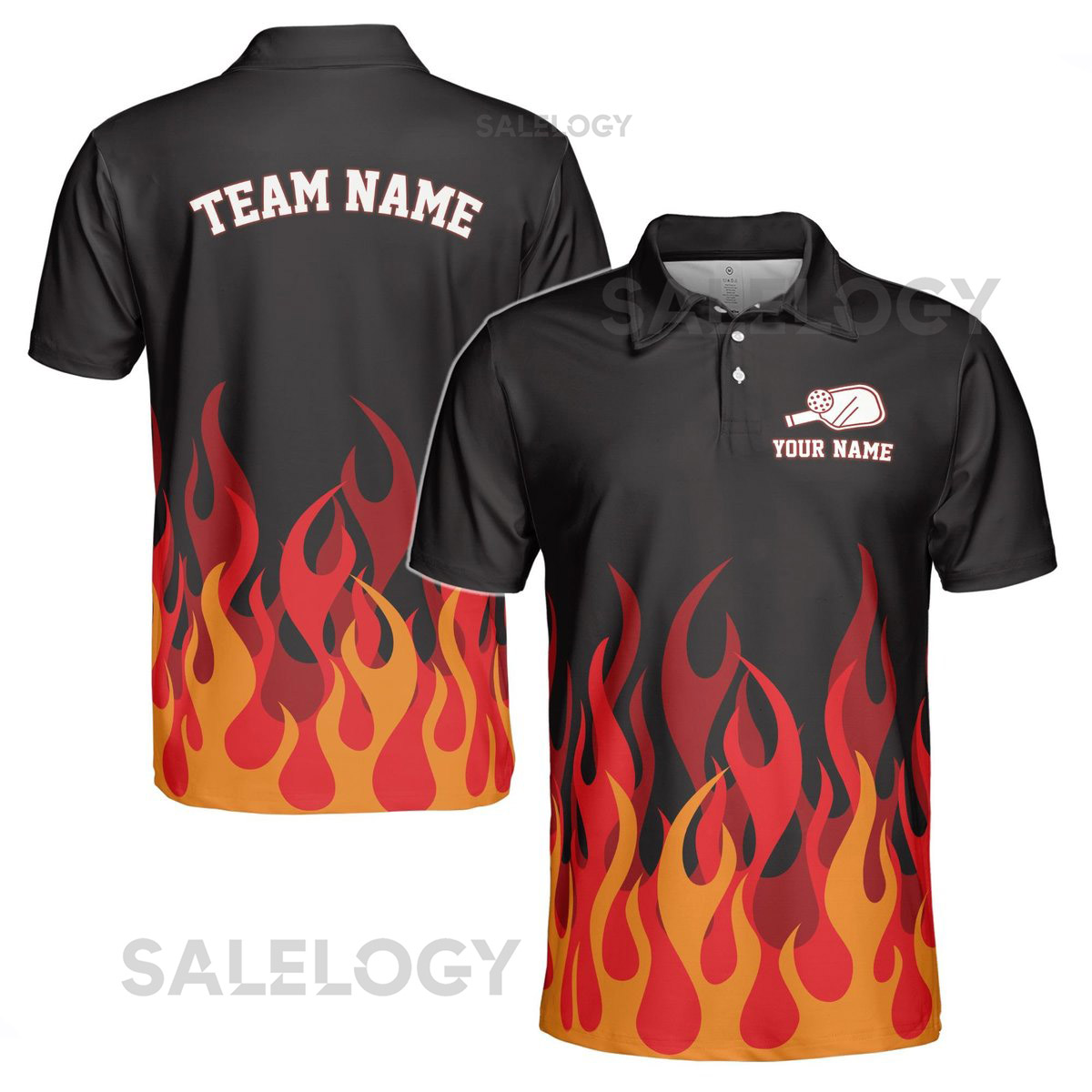 Personalized Name Team Name Pickleball Passion On Fire Men's Polo Shirt S-5XL_580