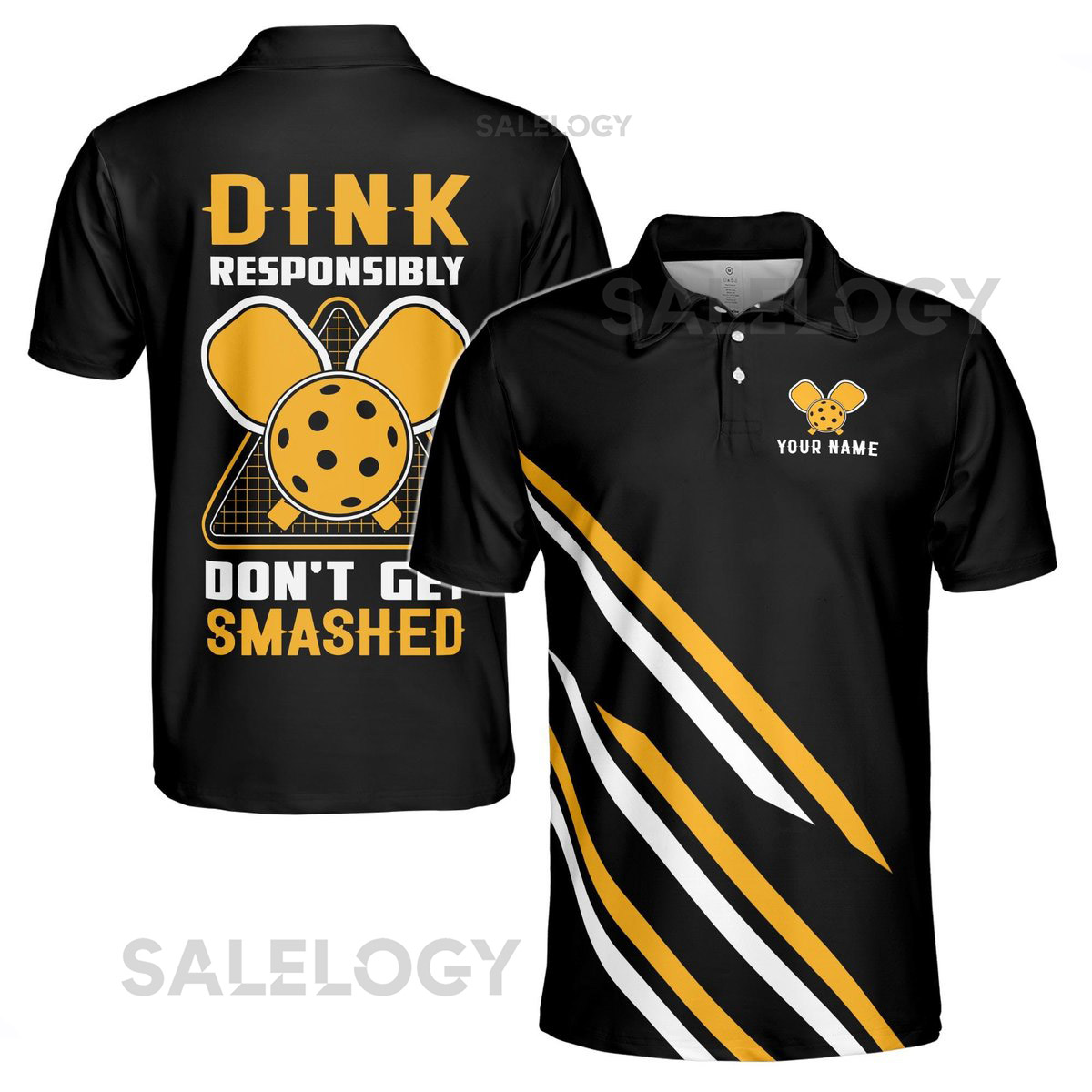 Custom Name Pickleball Dink Responsibly Don't Get Smashed Men39s Polo Shirt S-5XL_145