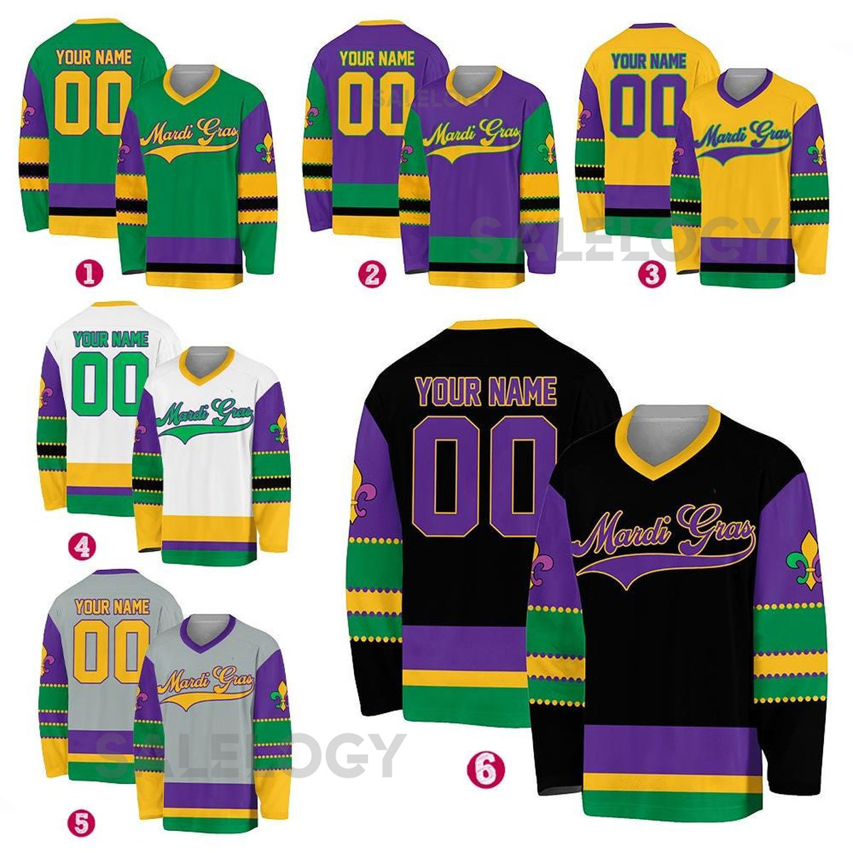 Personalized Mardi Gras Hockey Jersey Custom Name Mardi Gras Hockey Jersey Hockey Jersey Uniform For Hockey Fans Mardi Gras Outfit_11