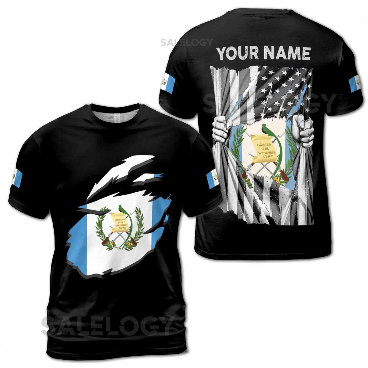 Custom Name Guatemala Guatemalan Flag Patriotic Unisex T-Shirt S-5XL_52