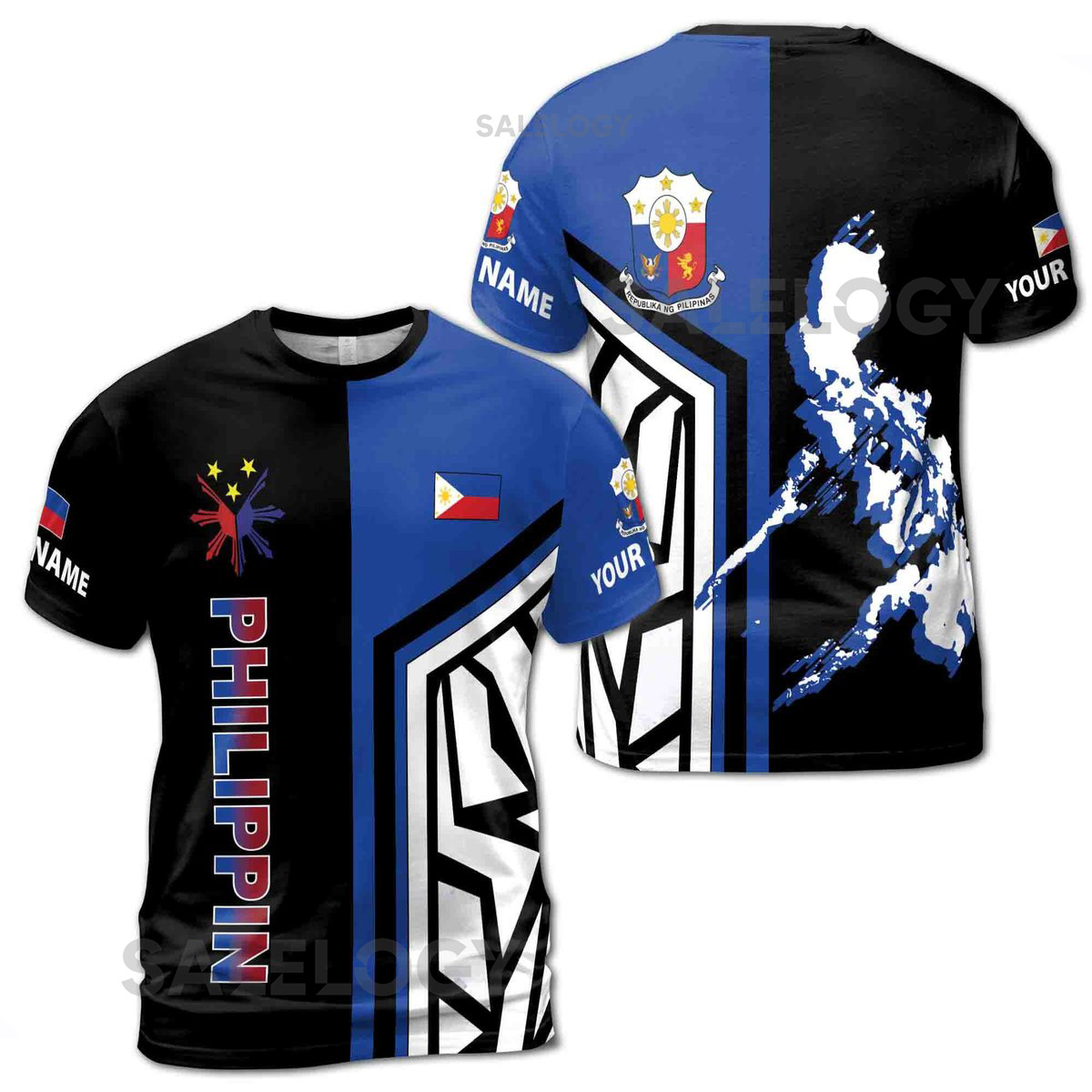 Custom Name Philippine Flag and Map Design Unisex T-Shirt S-5XL_86