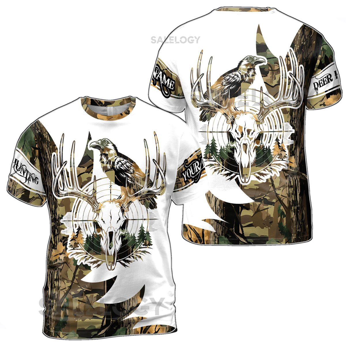 Customized Hunting with Stag Head Design Hunting 3D T-Shirt S-5XL_172