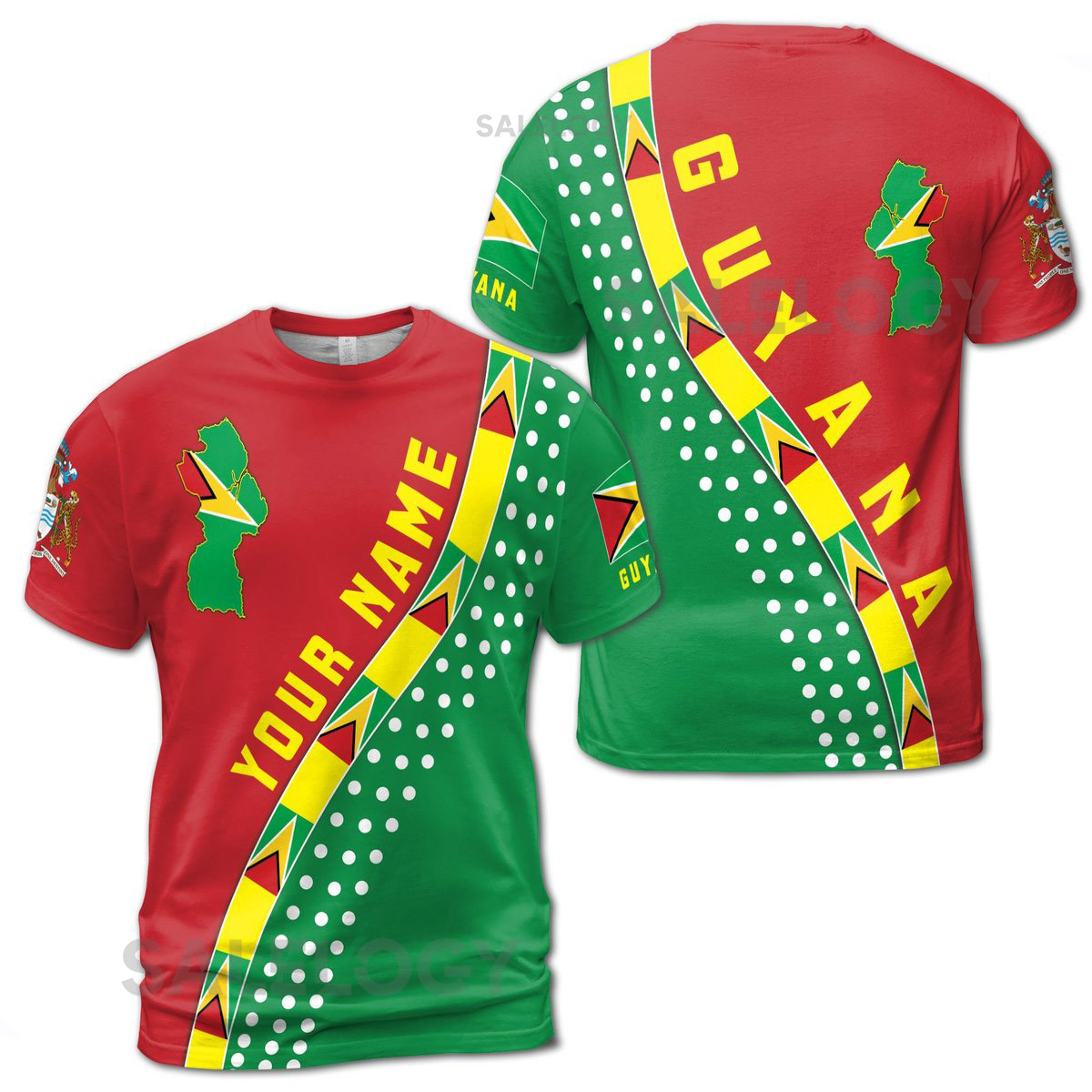 Custom Name Guyana Map Design Patriotic Unisex T-Shirt S-5XL_55