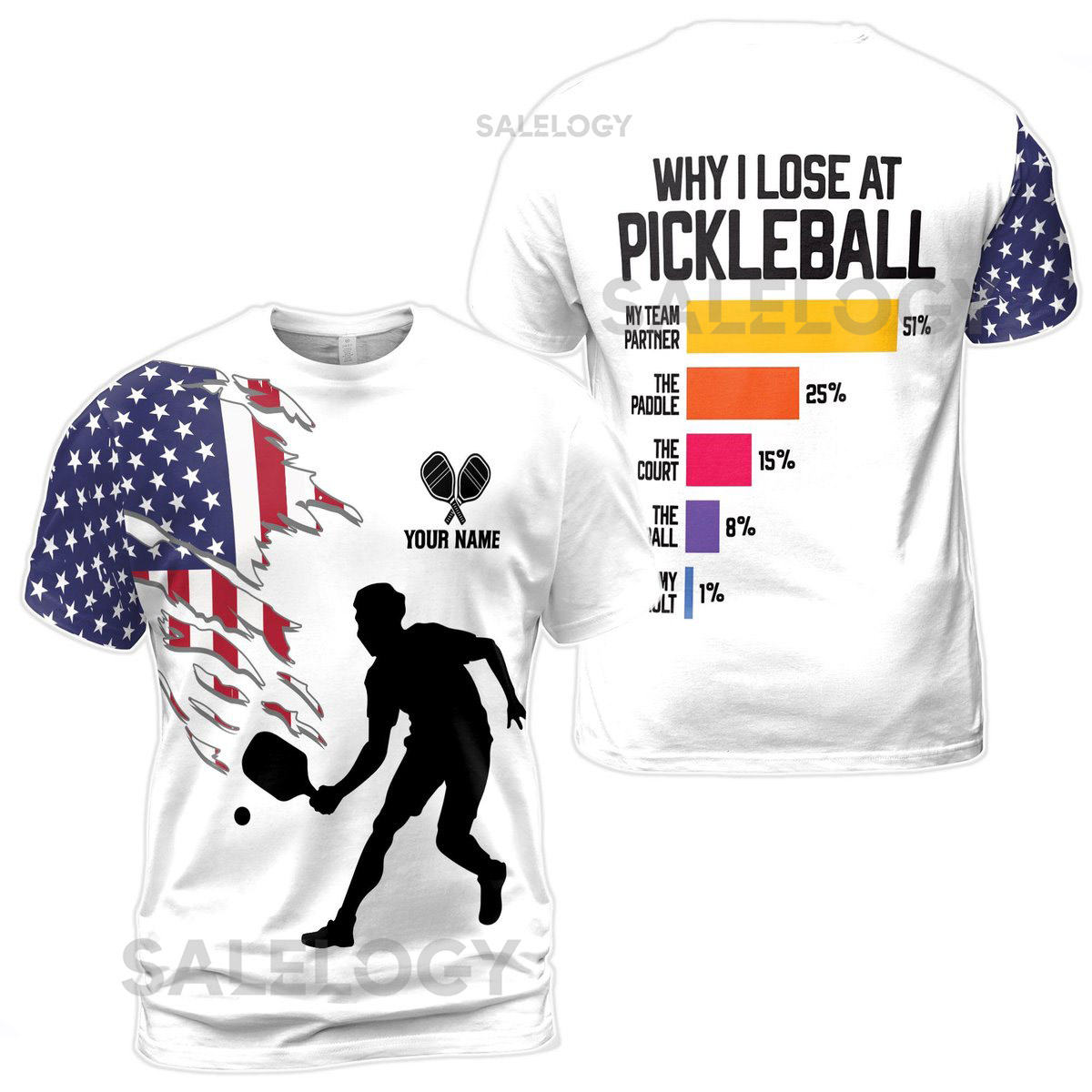 Custom Name Why I Lose At Pickleball Men39s T-shirt S-5XL_108