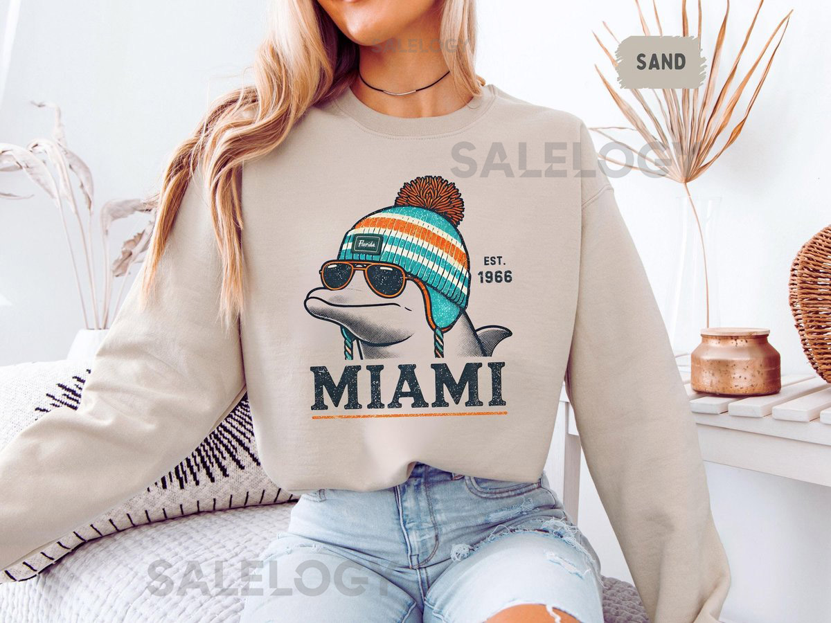 Miami Football Sweatshirt Sports Team Fan Gear Game Day Crewneck Football Fan Gift Dolphins Team Apparel_453