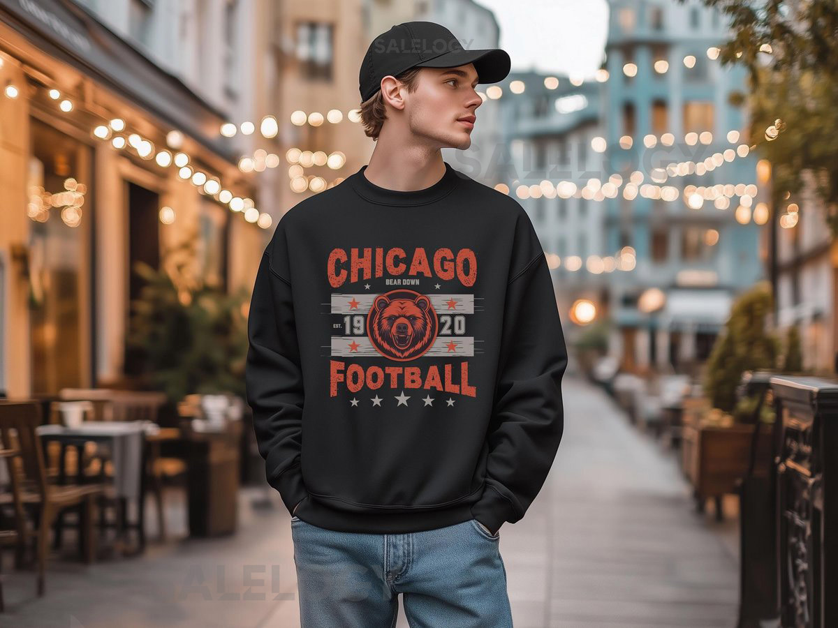Chicago Football Vintage Sweatshirt Retro Bear Crewneck Unisex Game Day Gift Chicago Fan Gear Football Fan Gift_472