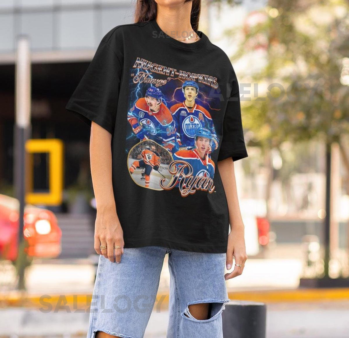 Ryan Nugent-Hopkins Shirt Vintage 90s Edmonton Oilers Nuge NHL Hockey Design Retro Bootleg Gift Graphic Tee Unisex T-Shirt Limited Edition_372