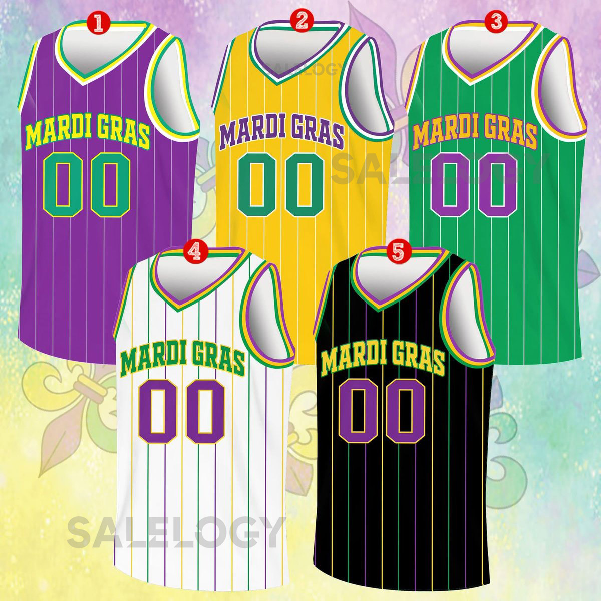 Custom Mardi Gras Basketball Jersey Team Name Number Basketball Jersey Team Basketball Jersey for Mardi Gras Parade New Orleans_194