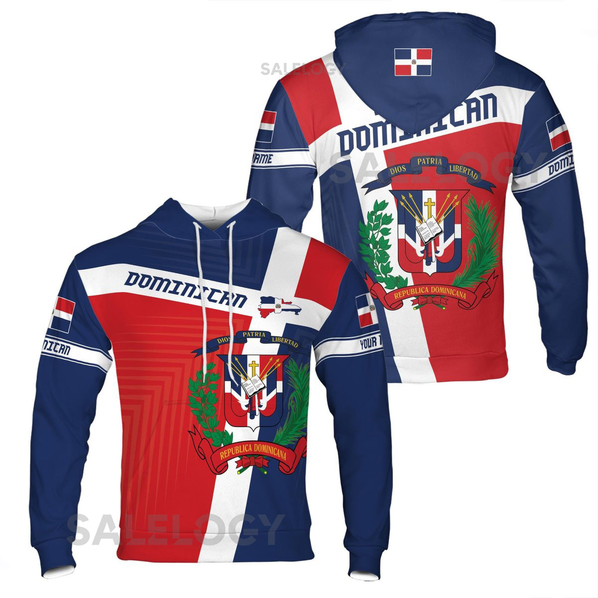 Custom Name Dominican Flag Inspired Colors Hoodie S-5XL_18