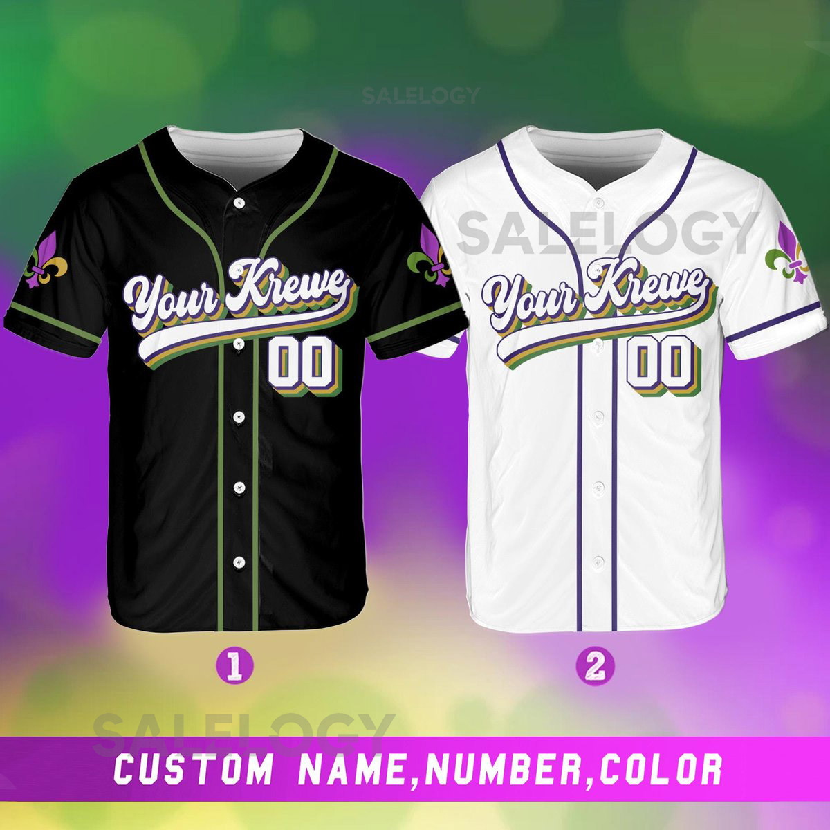 Personalized Mardi Gras Baseball Jersey Custom Krewe Name And Number Baseball Jersey Mardi Gras Carnival Jersey Gift For Family Matching_193