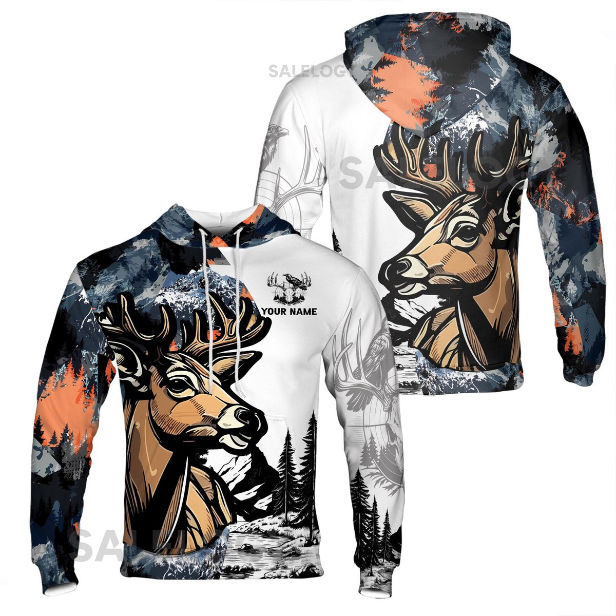 Customized Deer with Forest and Mountain Hoodie S-5XL_76