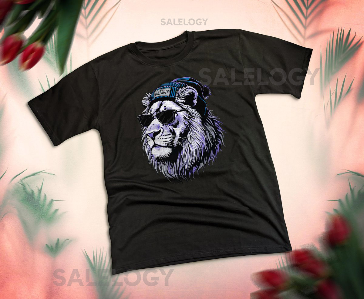 Detroit Lion T-Shirt Fierce Cool Lion Graphic Tee for Detroit Lovers Sports Fans Football fans City Pride Motor City Game Day_189