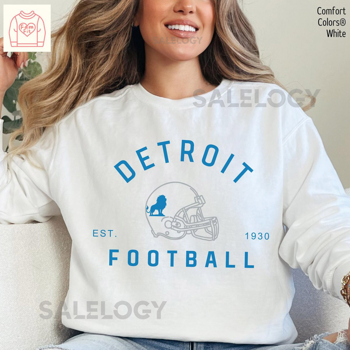 Detroit Football Jersey Shirt - Lion Vintage Comfort Color Tees Mommi Me Sweatshirt Famfit03-02_115