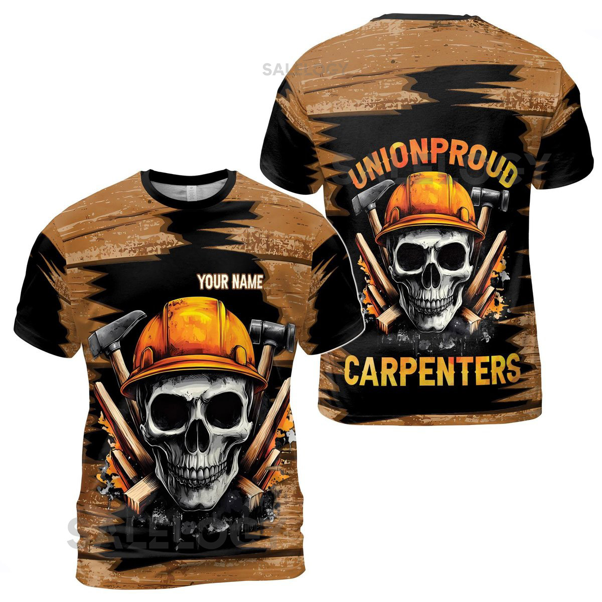 Custom Name Union Proud Skull Carpenters Men39s T-shirt S-5XL_105
